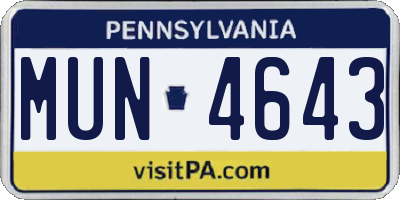 PA license plate MUN4643