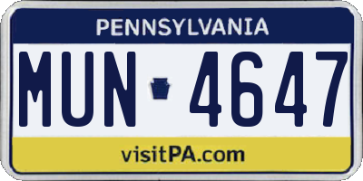 PA license plate MUN4647