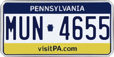PA license plate MUN4655
