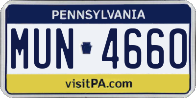 PA license plate MUN4660