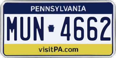 PA license plate MUN4662