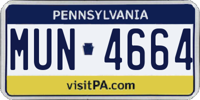 PA license plate MUN4664