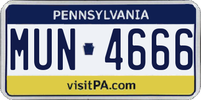 PA license plate MUN4666