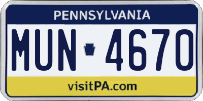 PA license plate MUN4670