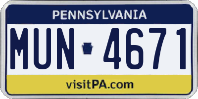 PA license plate MUN4671