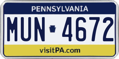 PA license plate MUN4672
