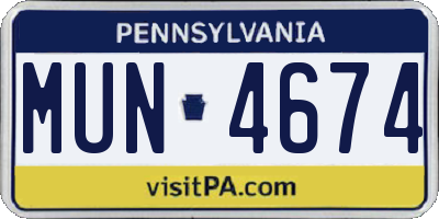 PA license plate MUN4674