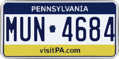 PA license plate MUN4684