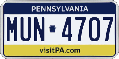 PA license plate MUN4707