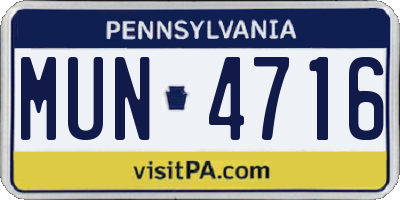 PA license plate MUN4716