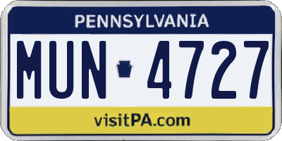 PA license plate MUN4727