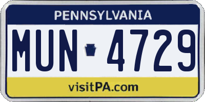 PA license plate MUN4729