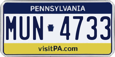 PA license plate MUN4733