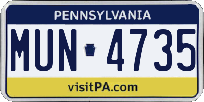 PA license plate MUN4735