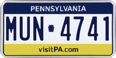 PA license plate MUN4741
