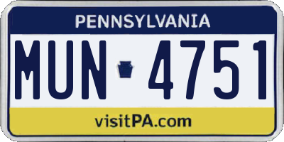 PA license plate MUN4751