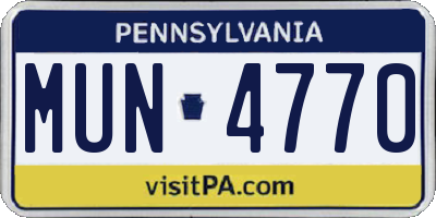 PA license plate MUN4770