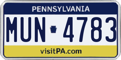 PA license plate MUN4783