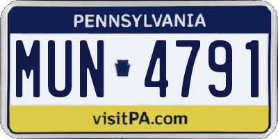 PA license plate MUN4791
