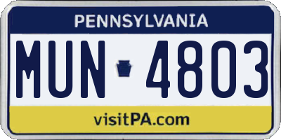 PA license plate MUN4803