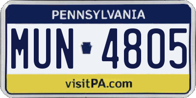 PA license plate MUN4805