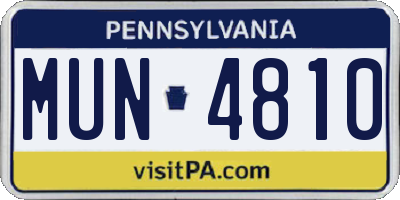PA license plate MUN4810
