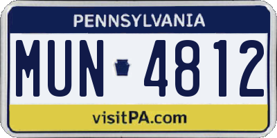 PA license plate MUN4812