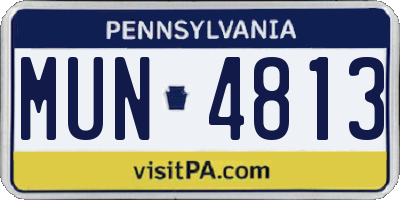 PA license plate MUN4813