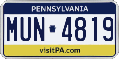 PA license plate MUN4819