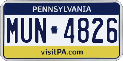 PA license plate MUN4826