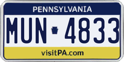 PA license plate MUN4833