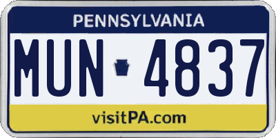 PA license plate MUN4837