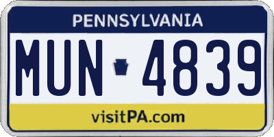 PA license plate MUN4839