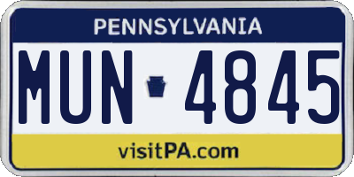 PA license plate MUN4845