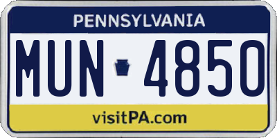 PA license plate MUN4850