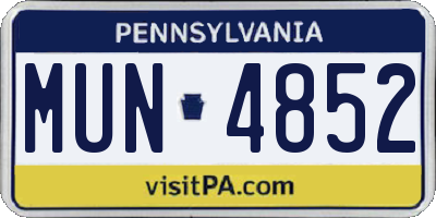 PA license plate MUN4852