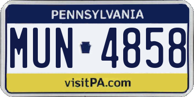 PA license plate MUN4858