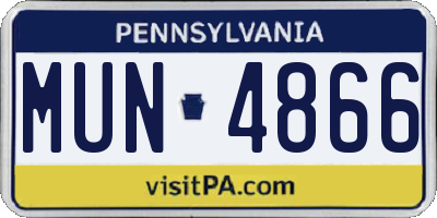 PA license plate MUN4866