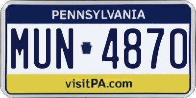 PA license plate MUN4870