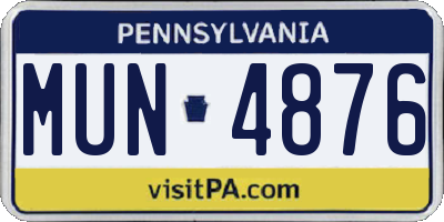 PA license plate MUN4876