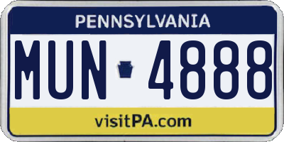 PA license plate MUN4888