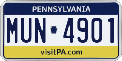PA license plate MUN4901