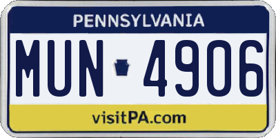 PA license plate MUN4906