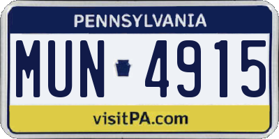 PA license plate MUN4915