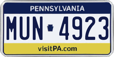 PA license plate MUN4923