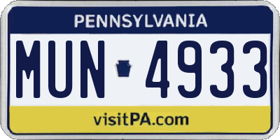 PA license plate MUN4933