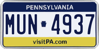 PA license plate MUN4937