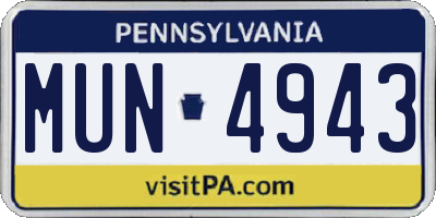 PA license plate MUN4943