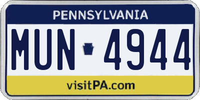 PA license plate MUN4944