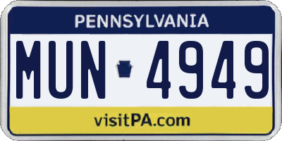 PA license plate MUN4949